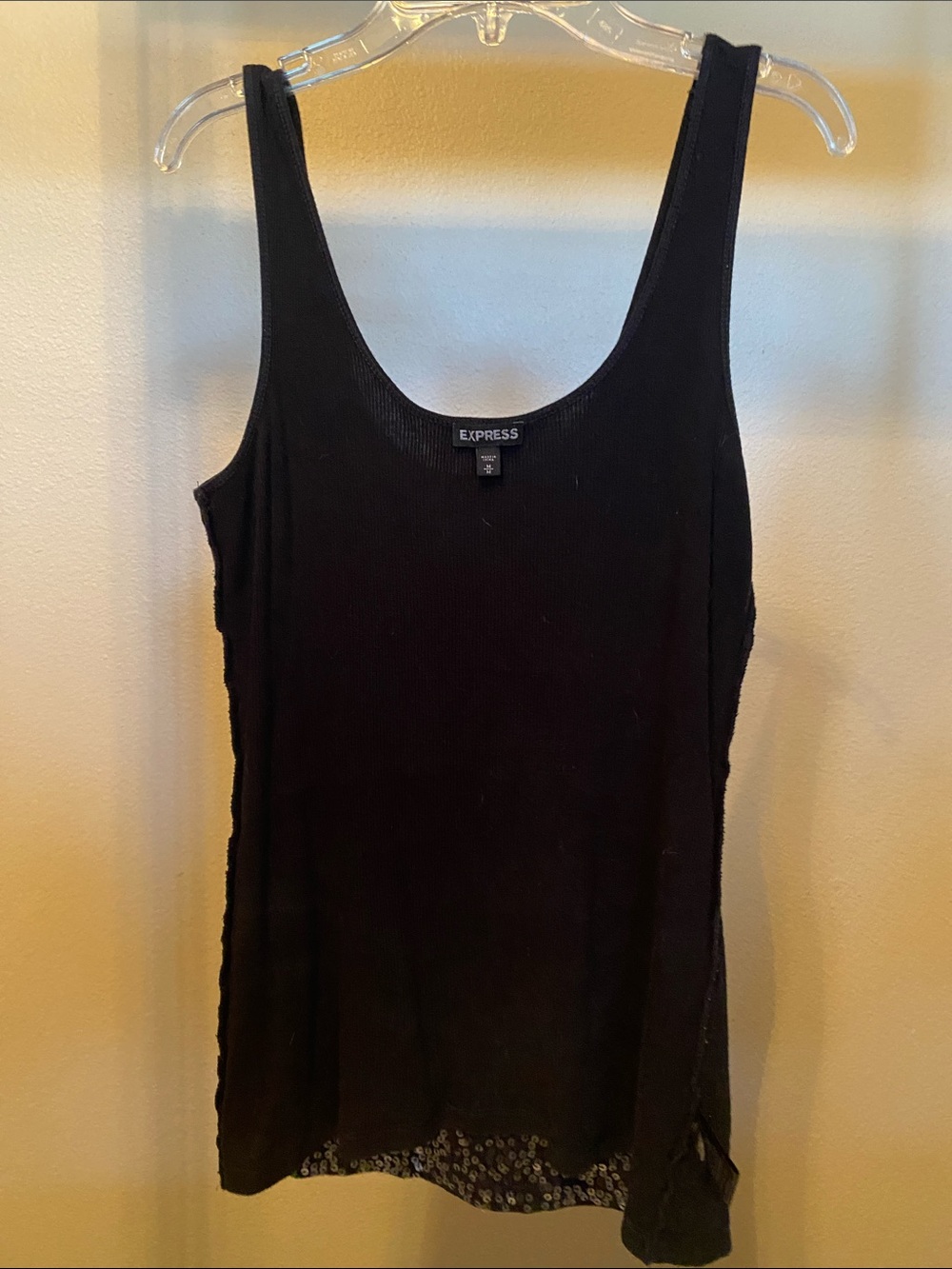 Express Black Sequin Tank Top - Picture 7 of 8